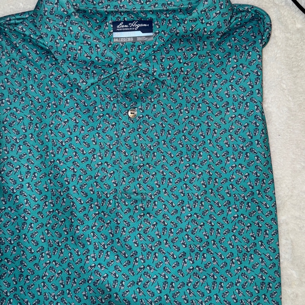 Loudmouth Teal and Blue Patterned Polo